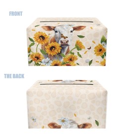 YUVAMAGIMO Cow Sunflower Tissue Box Holder Cute Modern Three-Dimensional Tissue Box Waterproof and Practical Leather Box Suitable for All People Home Furnishing Storage Decorative Accessories