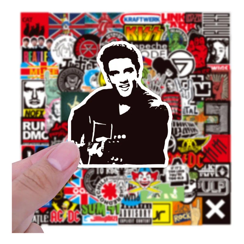 Grupo De Rock 100 Calcomanias Stickers De Pvc Vs Agua
