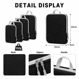 4 Packs Compression Packing Cubes for Travel - Expandable Luggage Organizers with Mesh Panels for Suitcases and Carry-Ons