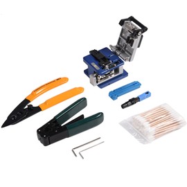 FTTH Splicing Splice Fiber Optic Stripping Tool Kit with Fiber Cleaver Fiber Optic Stripper Fiber Optic Stripping Tool Fiber Coating Stripper Cutting Guider