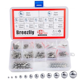 590 Steel Balls, Bearing Balls, Bicycles, Wheels, Bearings, Steel Balls, Motorcycles, Bicycle Wheels, Ball Bearings, Spare Parts, Replacement Parts (0.04 - 0.3 inches (1 - 8 mm), 12 Different Sizes