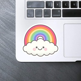 Azeeda Mittel 100mm 'Glückliche Regenbogen-Wolke' Permanente Aufkleber (DW00030230)