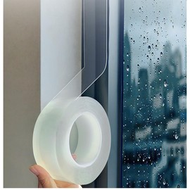 Transparent Window Weather Sealing Tape 2 Inch x 33ft Clear Weather Draft Stopper for Windows Draft Sealing Tape for Drafty Windows Gaps Insulation Residue Free