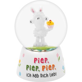 Sheepworld Dream Globe with Piep Motif, Snow Globe for Shaking, Height 6.5 cm, Polyresin, Glass, Gift Easter, Easter Nest, Easter Decoration, 70267