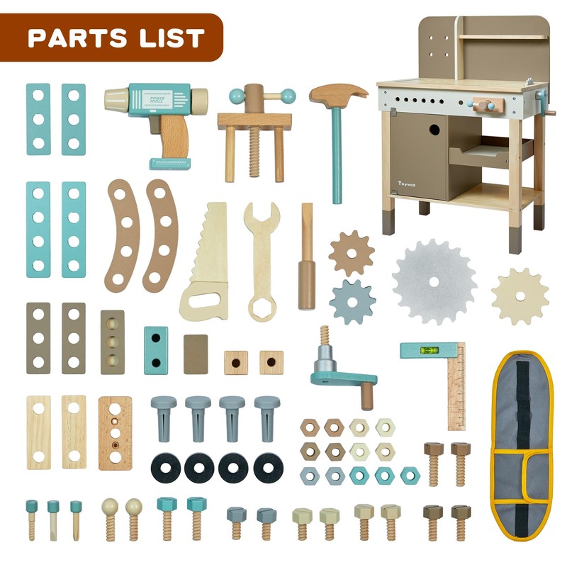 Kids Tool Set,Wooden Tools Bench with Apron Toddler Toy Workbench