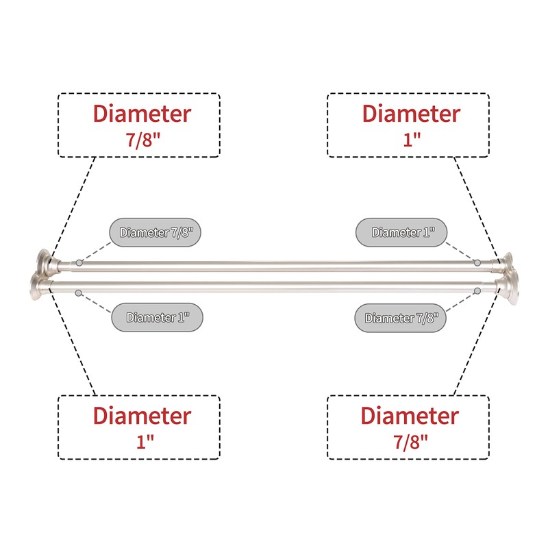 72 in. Adjustable 72-Inch Double Shower Curtain Rods, Brushed Nickel