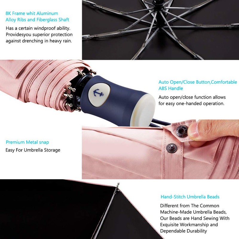 FDJASGY UV Sun Umbrella Compact Folding Travel Umbrella Auto Open