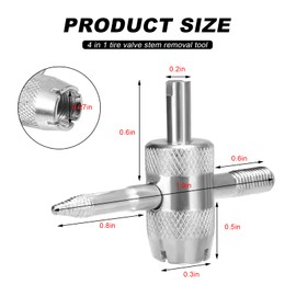 DXNQ 4-Way Valve Core Tool Tire Valve Tools, 4-in-1 Tyre Valve Core Tool Tire Stem Core Wrench, Multifunctional 4 Way Valve Stem Remover Tire Repair Tool for Car Motorcycle Bicycle