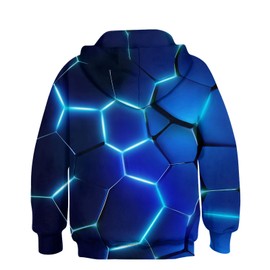 Big Girls Blue Pullover for Boys Size 8-10 Geometry 3D Printed Hooded Full Zip Sweatshirts 8/10 Years Children Winter Long Sleeve Hoodies Young Teenagers Holiday Home Casual Party School Wear Clothes