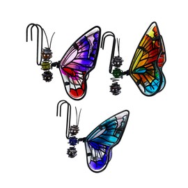 BESPORTBLE Unique Butterfly Ornaments for Planter 3pcs Flower Pot Hanger Metal Glass Craft for Garden Decor