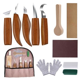 IOAGSVW Herramientas para Tallar Madera, herramientas carpinteria, cuchillos para trabajar la madera con guantes, bolsa de almacenamiento, para principiantes, regalos creativos para parejas (12)