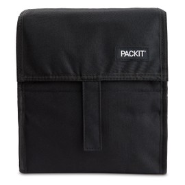 PackIt PackIt Freezable Lunch Bag, Black, Built with EcoFreeze Technology, Foldable, Reusable, Zip and Fold Closure with Buckle Handle, Perfect for School and Office Lunches