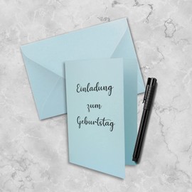 FarbenFroh 50 x DIN B6 Folding Card Set with Envelopes – Light Blue (Blue) – 115 x 170 mm – Ideal for Invitation Cards, Wedding, Christening, Communion, Confirmation