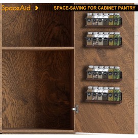 SpaceAid Spice Rack with 24 Spice Jars, 386 Spice Labels, Chalk Marker and Funnel, Wood Hanging Seasoning Shelf for Cabinet Door or Wall Mount (4 Pack)