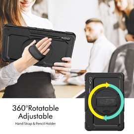 Gylint Case for S10 Ultra Case/Tab S9 Ultra Case/Tab S8 Ultra Case 14.6 Inch, with Screen Protector, Hand Strap, Shoulder Strap, Rotating Stand and Pen Holder Black