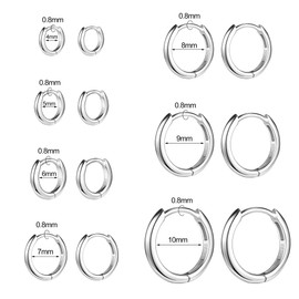 AoedeJ 925 Sterling Silver Hoop Earrings for Women Small Hoopsfor Second Hole Hoops Sterling Silver Huggie Earrings for Girls (4mm)