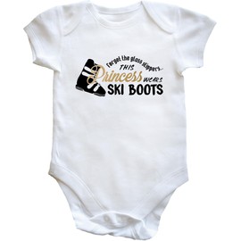 Hippowarehouse Forget The Glass Slippers This Princess Wears Ski Boots Baby Vest Bodysuit (Short Sleeve) Boys Girls White