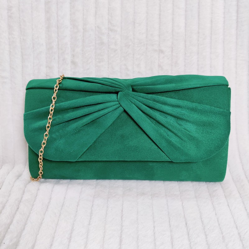 Suede Pleated Style Bridal Prom Wedding Evening Clutch Party Purse