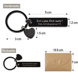 COLOFALLA Keyring Girlfriend Boyfriend with Envelope Valentine's Day Gifts for Him Favourite Person Gifts Anniversary Gift for Him I Love You More Valentains Day Gift, White