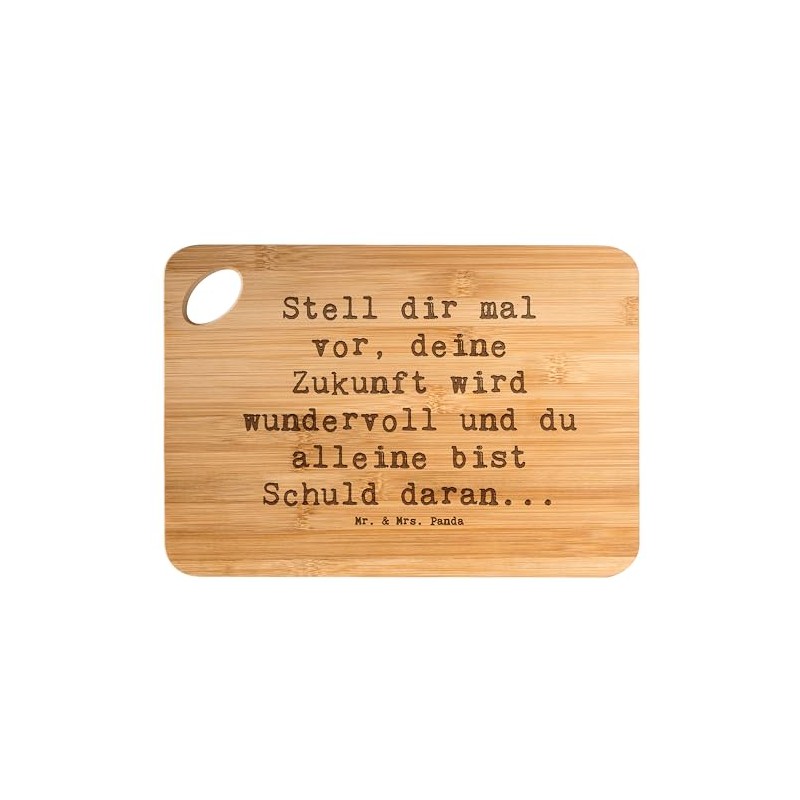 Mr. & Mrs. Panda Bambus - Schneidebrett Spruch Mutig zu
