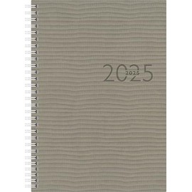 rido/idé Book Calendar Model Studioplan Int. (2025), 2 Pages = 1 Week, 168 × 240 mm, 160 Pages, Faux Leather Cover Tejo, Grey