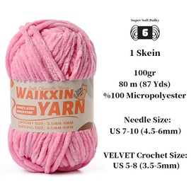 （Deep Pink） Super Soft Fuzzy Chenille Chunky Yarn for Crocheting, 100g (87yds) Velvet Fluffy Amigurumi Yarn for Hand Knitting Baby Blankets Weaving Craft