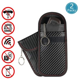 2 Pack Faraday Bag for Car Key Fob,Kitmate Premium Faraday Bag Key Fob Protector,RFID Signal Blocking, Anti-Theft Pouch, Anti-Hacking Case Blocker (Carbon Fiber Texture)