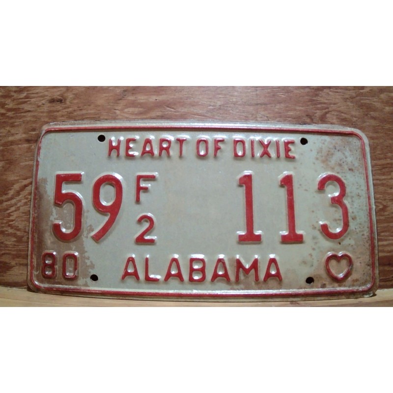 Vintage 1980 ALABAMA License Plate Antique Car Tag