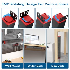 360° Rotating Mountable Power Strip with USB Ports, 8 Outlet Surge Protector Power Strips Wall Mount, Metal Heavy Duty Versatile Outlet with 6FT Power Cord,For Home Office Industrial Garage Commercial