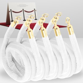 4 PCS White Velvet Rope - 5 Ft Red Carpet Velvet Rope for Ceremonies Queue Line for Safe Control Hanging Stanchion String for Parties Crowd