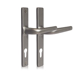 XFORT Uros Satin Chrome (PZ 70mm, Screw Hole Distance 180mm, Overall 205mm) Zamak Ferco Door Handle Replacement, UPVC Front Door Handle Compatible with GU Ferco Locking System