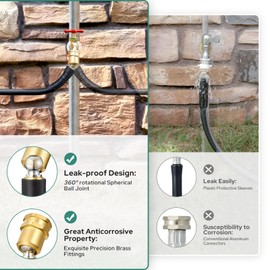 HOMEIDEAS 100 ft Rubber Garden Hose with Nozzle - Newly Leak-proof & Kink-free Design | Freely Rotational Spherical Ball Joint, Anticorrosive 3/4" Brass Fittings - Perfect for Outdoor Watering