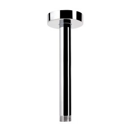HarJue Ceiling Mounted Shower Arm, Rain Shower Head Extension Arm with Flange and Teflon Tape Stainless Steel Ceiling Mount Shower Extender for Fixed Shower Head (Chrome- 6 Inch)