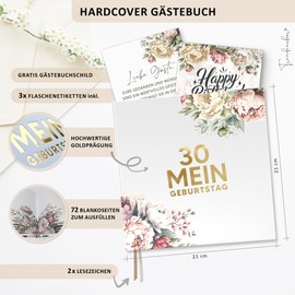 30th Birthday Guest Book with Wine Labels - Memory Book Vintage Look Gift for Family & Friends to Fill In No Questions - Blank Hardcover 72 Pages (30 My Birthday / PR, 21 x 21 cm)