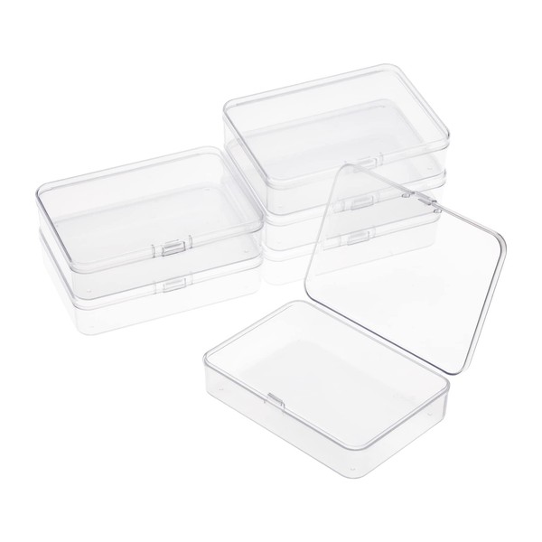 ISKYBOB 6 Packs Rectangle Small Clear Plastic Storage Containers Box