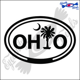 Eyecandy Decals Ohio South Carolina Palmetto Tree and Moon in Oval 5" Black Decal Sticker