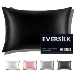 Mulberry Silk Pillowcase for Hair and Skin: 22 Momme Both Sides 100% Pure Silk Pillow Case with Hidden Zipper - Natural Hypoallergenic Pillow Cover for Cooling Sleep 1 Pack 50 x 75 cm Black