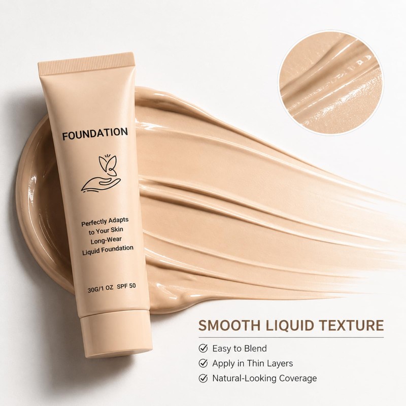 Color Changing Foundation, Temperature Adjusting Face Makeup with SPF 50