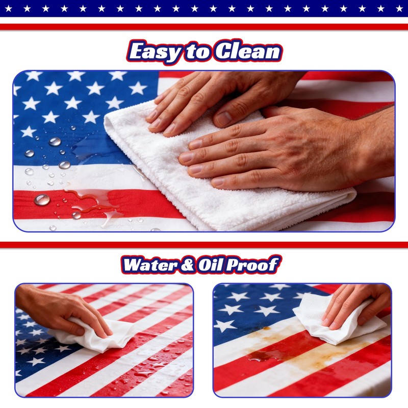 NUOLAN 6FT American Flag Picnic Table Cover with Bench Covers