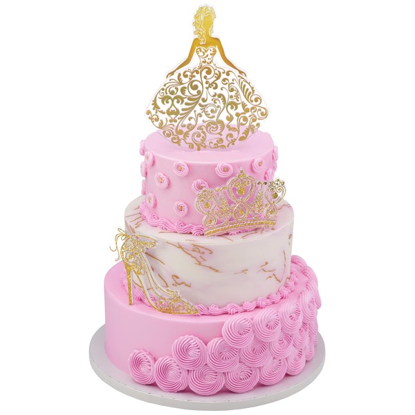 DecoPac QUINCEANERA - Kit de decoración de tartas, XL, dorado, decoración para tartas y magdalenas para niñas, dulces 15 cumpleaños y fiestas, años de membrillo