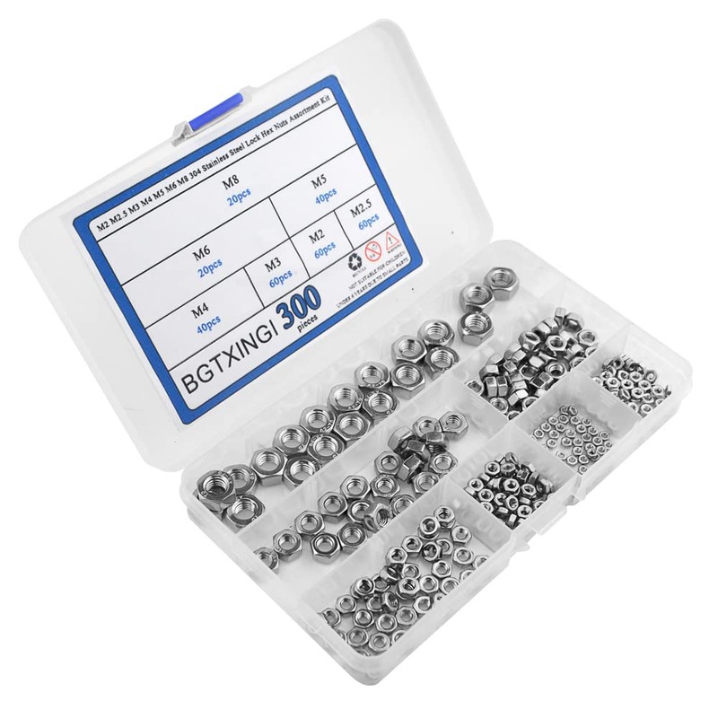 BGTXINGI 300pcs M2 M2.5 M3 M4 M5 M6 M8 304