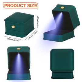 KUKUVR Jewelry Wedding Ring Gift box with LED Light, Small Rings Earring Holder Case for Proposal Wedding Engagement Ceremony, Jewelry Organizer Storage Boxes for Women Girl (Green)