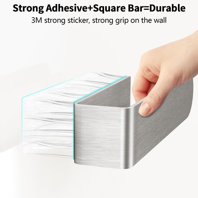 Adhesive Hand Towel Holder, 8 Inch Towel Holder for Bathroom