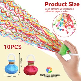 Pack of 10 Throwing Streamers Bomb Streamers Hand Throwing Streamer Party Confetti Streamers Cannon New Year Handmade Throwing Ribbons for Birthday Weddings Christmas Carnival Graduation Party