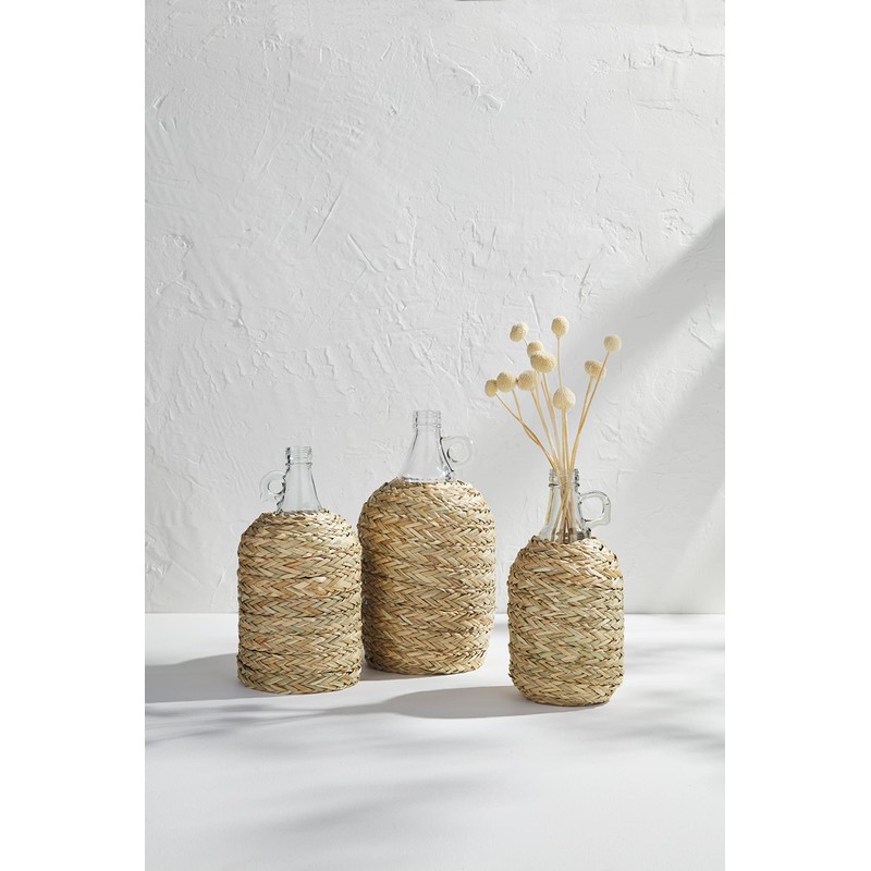 Mud Pie Woven Glass Vases, Brown