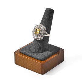 Papten Wooden Single Finger Ring Display Stand Solid Wood Jewelry Ring Holder Display Stand Ring Jewelry Showcase Exhibition (Grey)