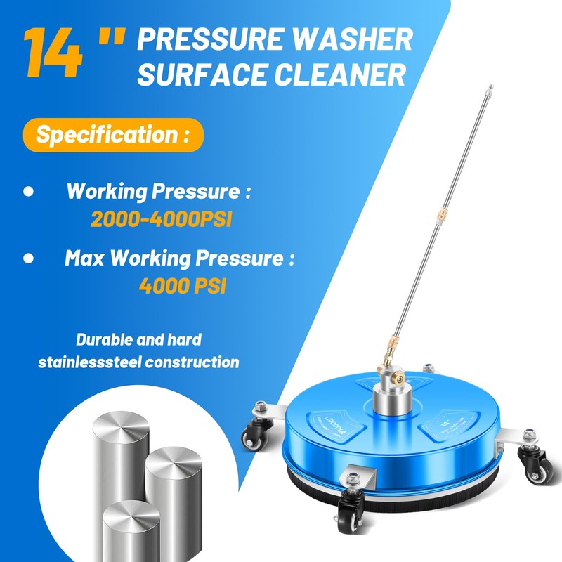 LidoDola 20'' Pressure Washer Surface Cleaner with 4 Wheels -
