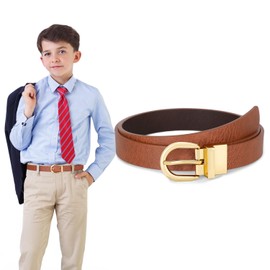 SUOSDEY Kids Reversible Belt for Boys and Girls Leather Belt for School Uniform Casual Jeans Back to School Fashion,brown/coffee