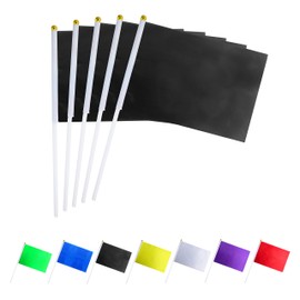 GentleGirl.USA 50 pack black flag, pure Solid black small Mini banner banner flags Stick, party color decoration parade supplies, school, sports club, international festival celebration