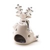 DARO DEKO Ceramic reindeer tea light holder, silver-white, 11 x